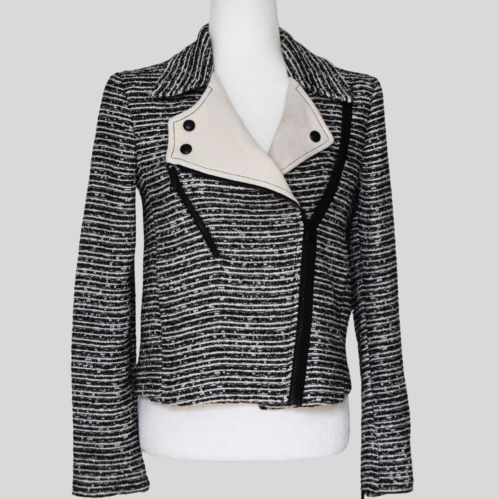 Vintage Zara Tweed Blazer Black & White Size S